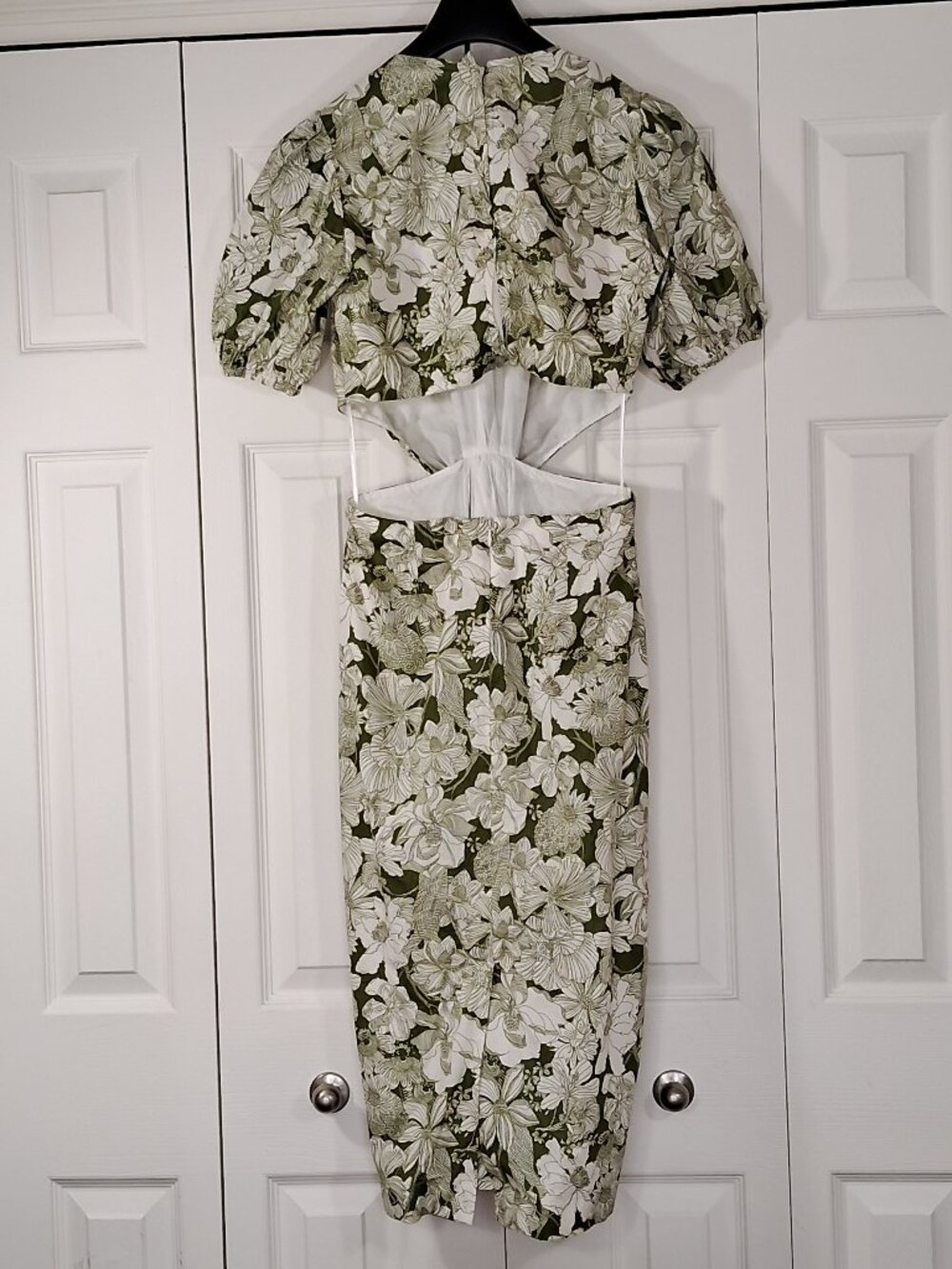 Jcrew x Liberty London Floral green and white cutout midi dress cotton - Picture 2 of 13